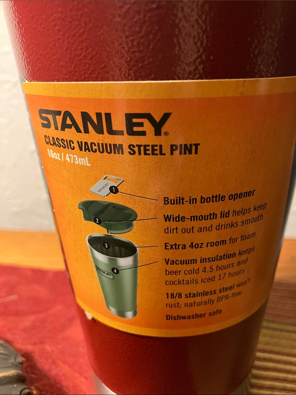 Stanley Red Vacuum Insulated Cold Pint Tumbler - Picture 4 of 7